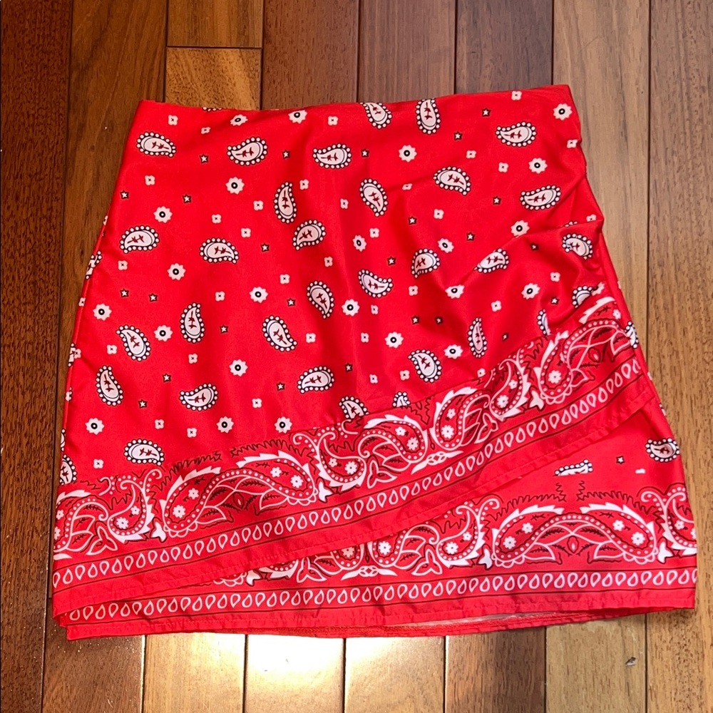 Red Bandana Print Mini Skirt
